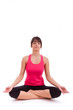 Beautiful caucasian woman in yoga position