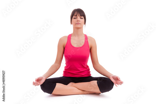 Photo: Beautiful caucasian woman in yoga position Beautiful caucasian woman in yoga position
