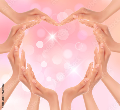 Vector: Hands making a heart. Valentine's day background. Vector illustr Hands making a heart. Valentine's day background. Vector illustr