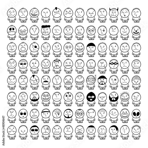 Vector: Huge set of funny hand drawn characters. Huge set of funny hand drawn characters.