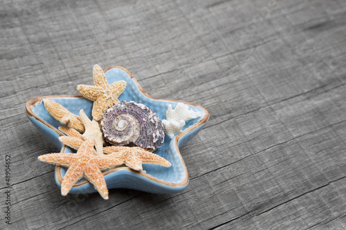 Photo: Dekoration mit Muscheln und Seesternen Dekoration mit Muscheln und Seesternen