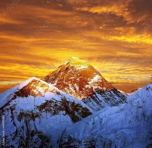 Photo: Evening colored view of Everest from Kala Patthar Evening colored view of Everest from Kala Patthar