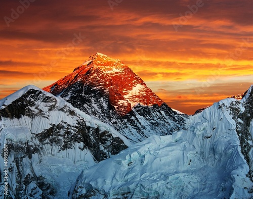 Photo: Evening colored view of Everest from Kala Patthar Evening colored view of Everest from Kala Patthar