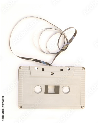 Photo: tape cassette on white background tape cassette on white background