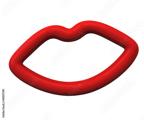 Illustration: Red lips icon frame, 3d Red lips icon frame, 3d