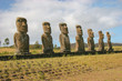 Several moai taken at Ahu Akivi on Easter Island