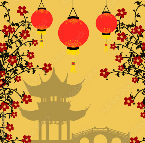 Vector: Asian style background, vector illustration Asian style background, vector illustration