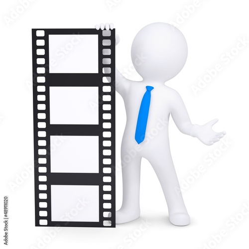 Illustration: 3d man holding a film 3d man holding a film