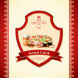 vector illustration of menu card with sushi and pizza