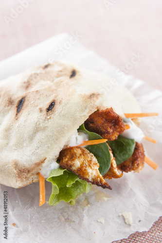 Photo: Chicken pita with lettuce and carrot Chicken pita with lettuce and carrot