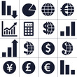 Finance, money, currency exchange, world economy icons