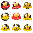 Set of happy hour restaurant, bar labels and badges