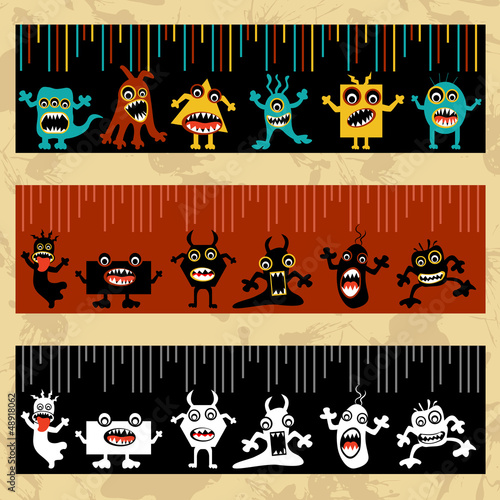 Vector: vector illustration of collection of cartoon alien and monster vector illustration of collection of cartoon alien and monster