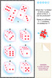 Visual math puzzle with dice cubes