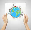 book with drawing colorized earth
