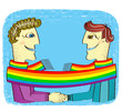 happy gays couple with hands together.Vector cartoons image