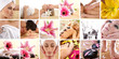 A collage of image with young women on spa procedures