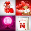 Vektor: Valentinstag - Grußkarten Set Valentinstag - Grußkarten Set