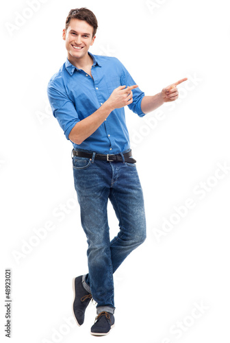 Photo: Young man pointing Young man pointing