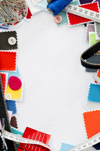 Photo: Design, fashion - A fabric samples over white background Design, fashion - A fabric samples over white background