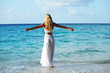 woman on the ocean coast