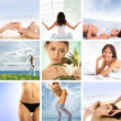 A spa collage with young women and beautiful nature