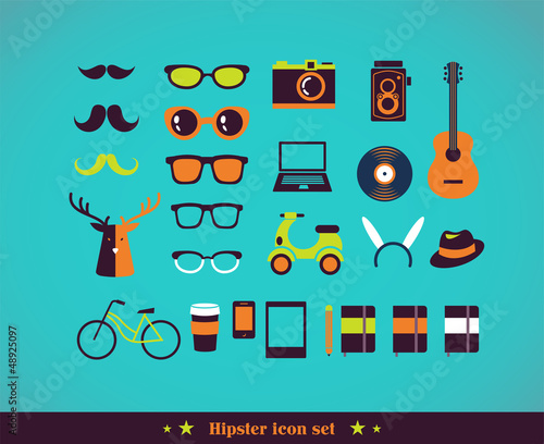 Vector: Hipster concept icon set Hipster concept icon set
