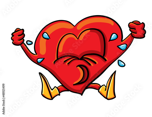 Vector: Cartoon whimsical heart is crying Cartoon whimsical heart is crying