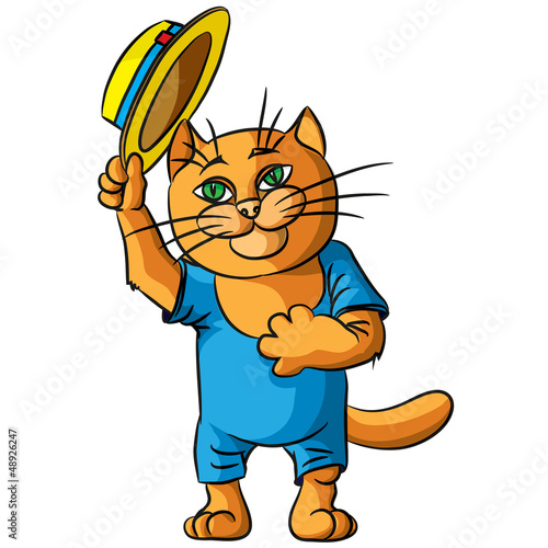 Vector: Hilarious cat in a straw hat. Hilarious cat in a straw hat.