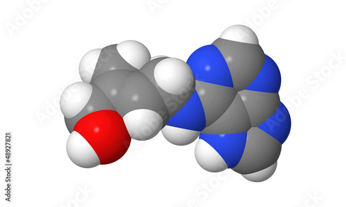Illustration: Plant hormone - Cytokinins - Zeatin - spacefill molecular model Plant hormone - Cytokinins - Zeatin - spacefill molecular model