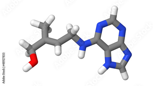 Illustration: Plant hormone - Cytokinins - Zeatin - sticks molecular model Plant hormone - Cytokinins - Zeatin - sticks molecular model