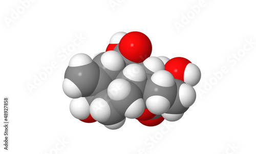 Illustration: Plant hormone - Gibberellin - A1 - spacefill molecular model Plant hormone - Gibberellin - A1 - spacefill molecular model