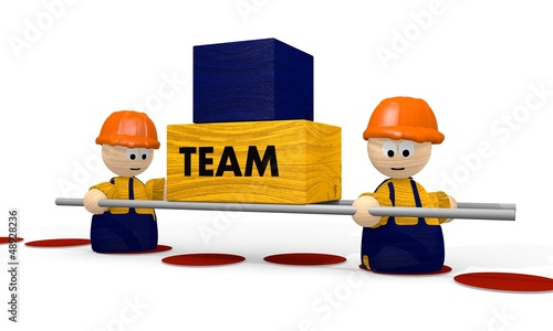 Illustration: team work with cute builder 3d characters team work with cute builder 3d characters