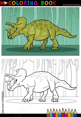 Vector: cartoon triceratops dinosaur for coloring book cartoon triceratops dinosaur for coloring book