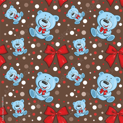 Vector: pattern with a bear on a brown background pattern with a bear on a brown background