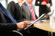 Business - businesspeople, meeting and presentation in office