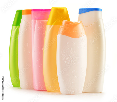 Photo: Plastic bottles of body care and beauty products Plastic bottles of body care and beauty products