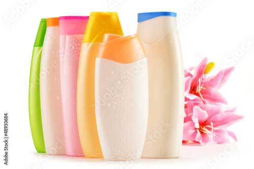 Photo: Plastic bottles of body care and beauty products Plastic bottles of body care and beauty products