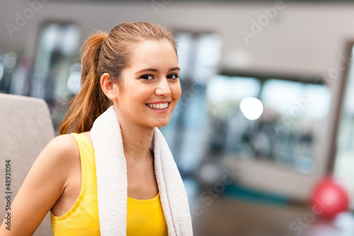 Photo: Woman smiling in a fitness club Woman smiling in a fitness club