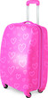 Pink vector traveller's suitcase with hearts pattern