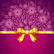 Vinous vintage flowers vector background with golden ribbon