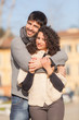 Happy Young Couple Outside, Valentine's Day