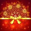 Bright red vintage background with golden ribbon and bow