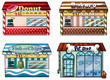 A donut store, bakery, fish and chips store and a pet shop