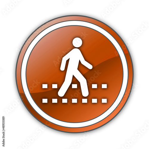 Illustration: Orange Glossy Button "Pedestrian Crossing" Orange Glossy Button "Pedestrian Crossing"