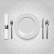 Dinner plate with cutlery and napkin, eps10 vector