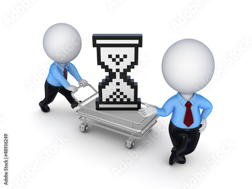 Illustration: Sand glass cursor on shopping trolley. Sand glass cursor on shopping trolley.