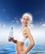 Sport woman and pure water