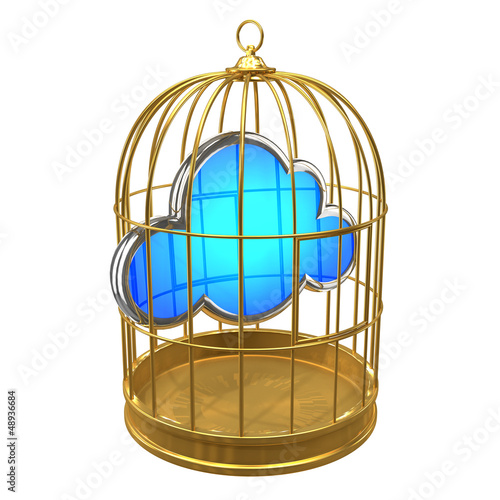 Illustration: Birdcage with cloud inside Birdcage with cloud inside