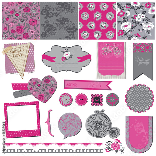 Vector: Seamless Vintage Flower Background Set- for design and scrapbook Seamless Vintage Flower Background Set- for design and scrapbook